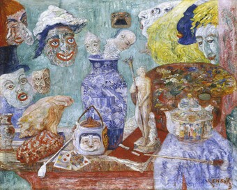 James Ensor (1860–1949), Stillleben mit Masken, 1896, © SHK / Hamburger Kunsthalle / bpk  Foto: Elke Walford