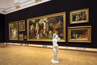 Raumansicht Makart-Saal mit dem Werk Das Urteil des Paris, 1870, von Anselm Feuerbach (1829–1880), mittig © Hamburger Kunsthalle / bpk Foto: Fred Dott