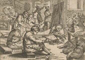 Odoardo Fialetti, Radierer (1573–1638) Schüler beim Zeichnen, 1608, Hamburger Kunsthalle, Kupferstichkabinett © Hamburger Kunsthalle / bpk Odoardo Fialetti, Radierer (1573–1638) Schüler beim Zeichnen, 1608, Hamburger Kunsthalle, Kupferstichkabinett © Hamburger Kunsthalle / bpk
