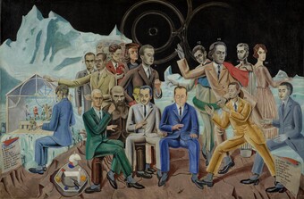 Max Ernst (1891–1976) Das Rendezvous der Freunde (Au rendezvous des amis), 1922 Öl auf Leinwand, 130 x 195 cm Museum Ludwig / Erworben mit Unterstützung des Landes Nordrhein- Westfalen 1971 © Rheinisches Bildarchiv Köln © VG Bild-Kunst, Bonn 2025