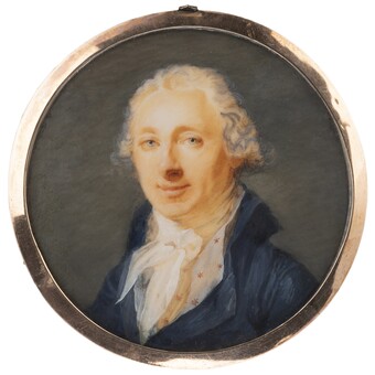 Domenico Bossi (1767–1853), Herr in blauem Rock und Sternenweste, um 1795 Aquarell und Gouache auf Elfenbein, 6,0 cm (Durchmesser), Hamburger Kunsthalle © Hamburger Kunsthalle, Foto: Birgitt Schmedding