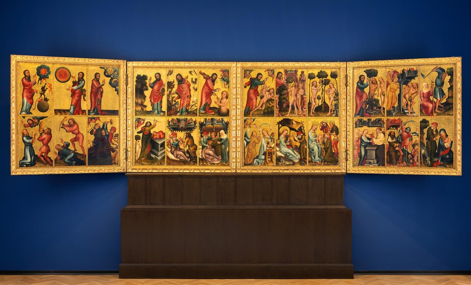 Bertram von Minden (um 1345 - 1414/15) Retabel des ehemaligen Hochaltars der Petrikirche in Hamburg (Grabower Altar), 1379/83 Ölhaltiges Bindemittel auf Eichenholz 80 cm x 51 cm © Hamburger Kunsthalle / bpk Foto: Elke Walford