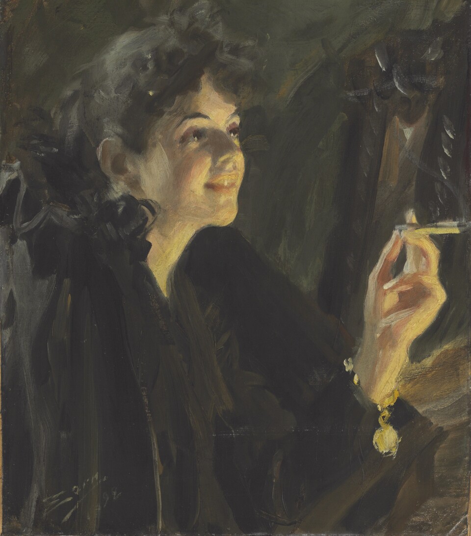 Anders Zorn (1860–1920)  Frau mit Zigarette, 1892 Öl auf Leinwand, 52,7 x 46,2 cm Privatsammlung Foto: Christie's New York