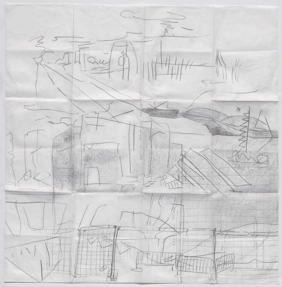 Fedele Maura Friede (*1997) Topografische Studien: Barcelona – Leipzig – Halmstad (3) (2024) Grafit auf Japanpapier, 69 x 67 cm © Fedele Maura Friede Foto: Christoph Irrgang Fedele Maura Friede (*1997) Topografische Studien: Barcelona – Leipzig – Halmstad (3) (2024) Grafit auf Japanpapier, 69 x 67 cm © Fedele Maura Friede Foto: Christoph Irrgang