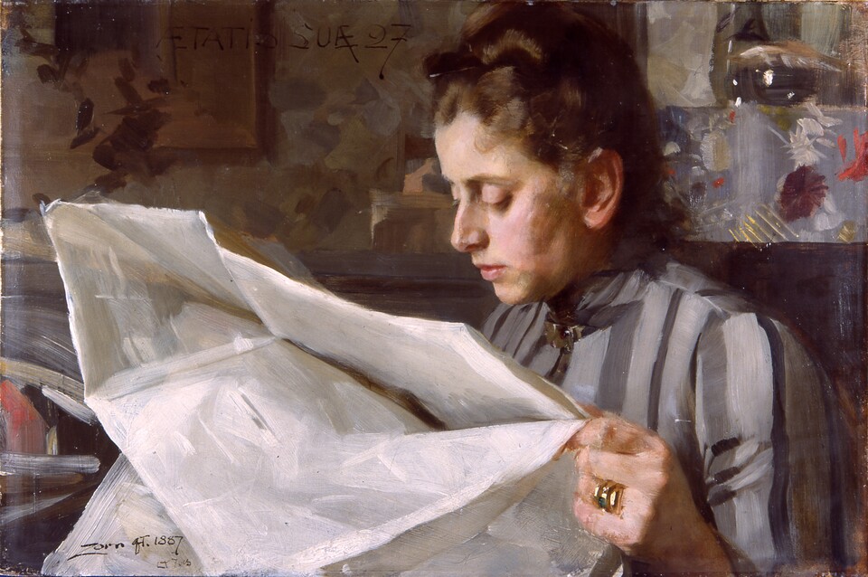 Anders Zorn (1860–1920), Die lesende Emma Zorn, 1887, Zornmuseet, Mora © Zornmuseet, Mora