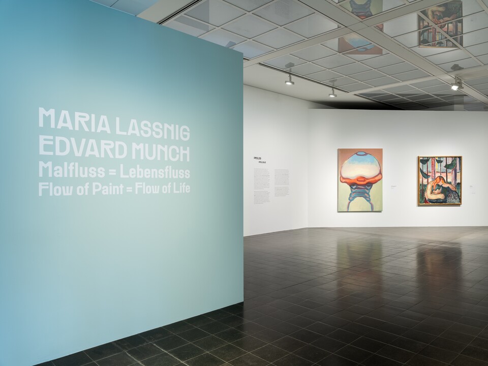 Ausstellungsansicht Maria Lassnig und Edvard Munch Malfluss = Lebensfluss Hamburger Kunsthalle 2026 Foto: Fred Dott, © Maria Lassnig Stiftung / VG Bild-Kunst, Bonn 2026