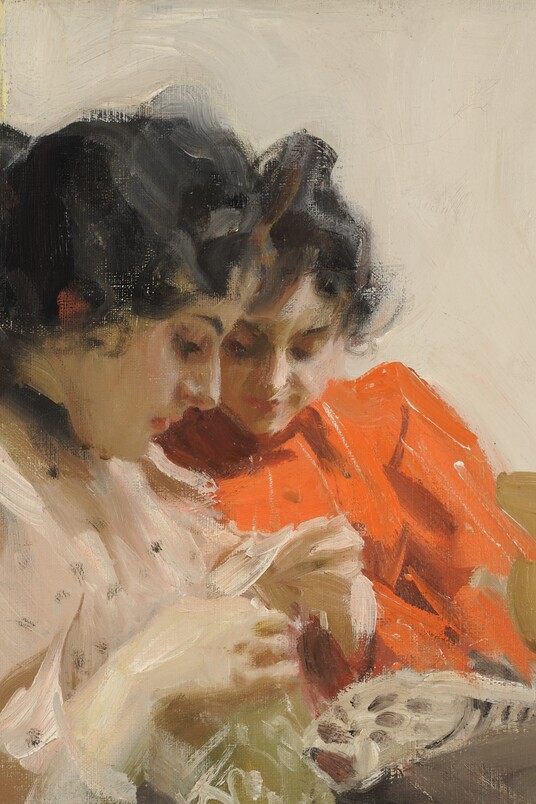 Anders Zorn (1860–1920), Spitzensaum, 1894, Öl auf Leinwand, 42 x 48 cm, Zornmuseet, Mora, © Zornmuseet, Mora