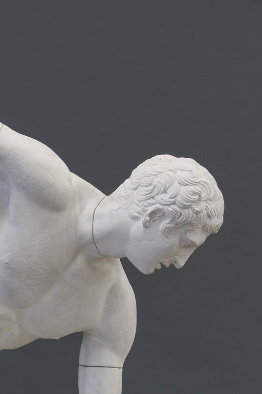 Anonym, Gipsabguss nach Diskobol des Myron, Original um 460 v. Chr., römische Kopie 117–138 n. Chr., 2. Hälfte 19. Jh., Universität Hamburg, Detail, Foto: UHH-RRZ-MCC-Mentz