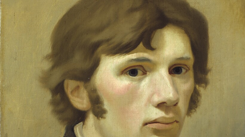 Porträtgemälde eines jungen Mannes mit dunklem Haar und braunem Kragen aus dem 18 Jahrhundert von Philipp Otto Runge