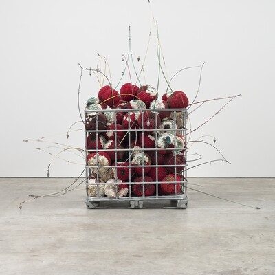 Kathleen Ryan, Bad Cherries, 2021, 250,19 x 254 x 280,67 cm  Private Collection of Timothy C. Headington  © Kathleen Ryan. Courtesy the artist and Karma, Foto: Lance Brewer 