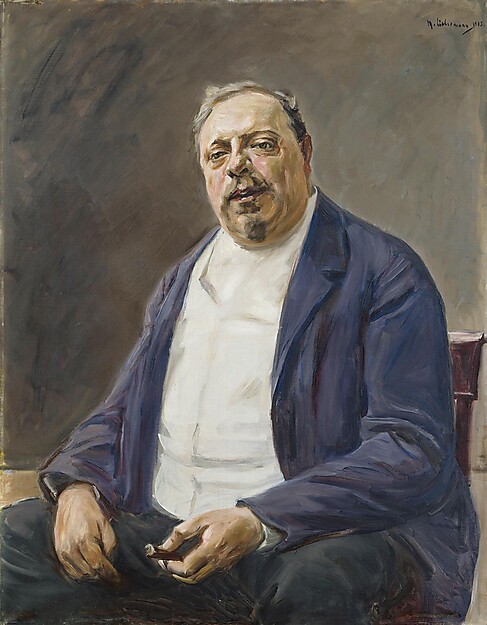 Gemälde eines sitzenden Mannes in blauem Sakko und weißem Hemd